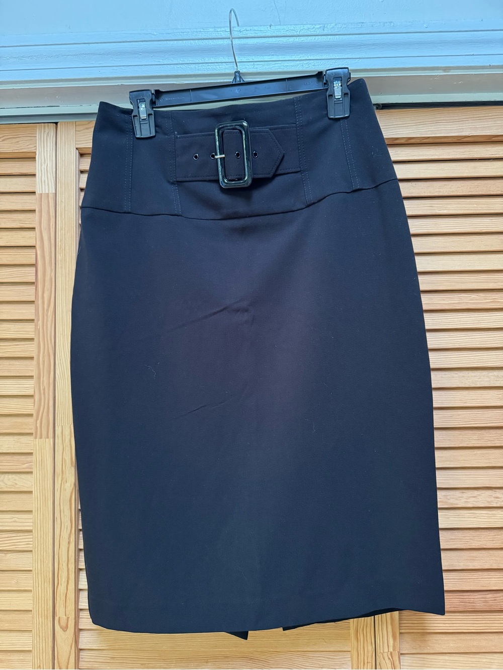 Vintage 90s Caché Black Belted Pencil Skirt High Waist Size 10 Y2K Dark Academia
